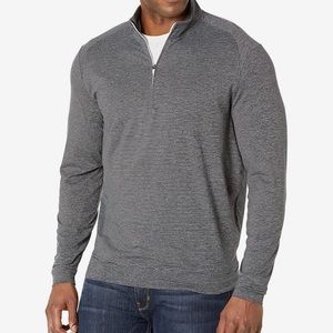 Johnnie-O Vaughn Performance Quarter Zip Pullover - Black Stripes - Medium